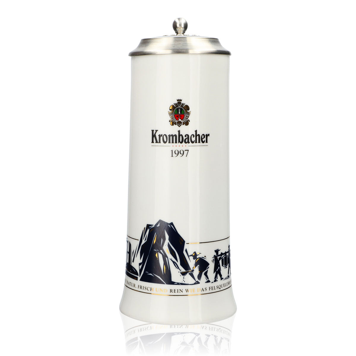 Verre à bière Krombacher Chope annuelle 1997 Chope en grès Seidel Couvercle en étain 0,9 l Chope