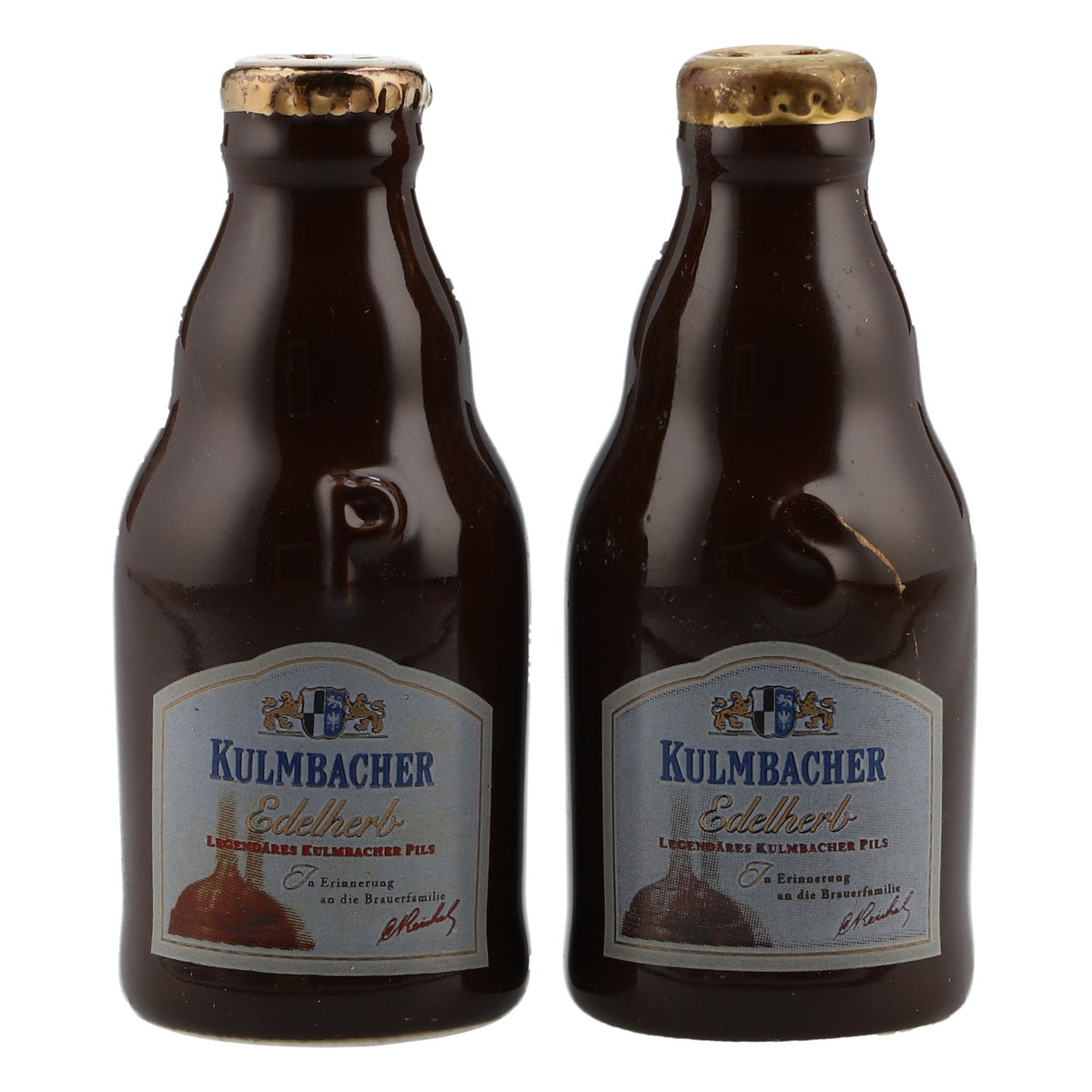 Ensemble sel et poivre « Kulmbacher Reichelbräu » en forme de bouteille avec support – Vue 4