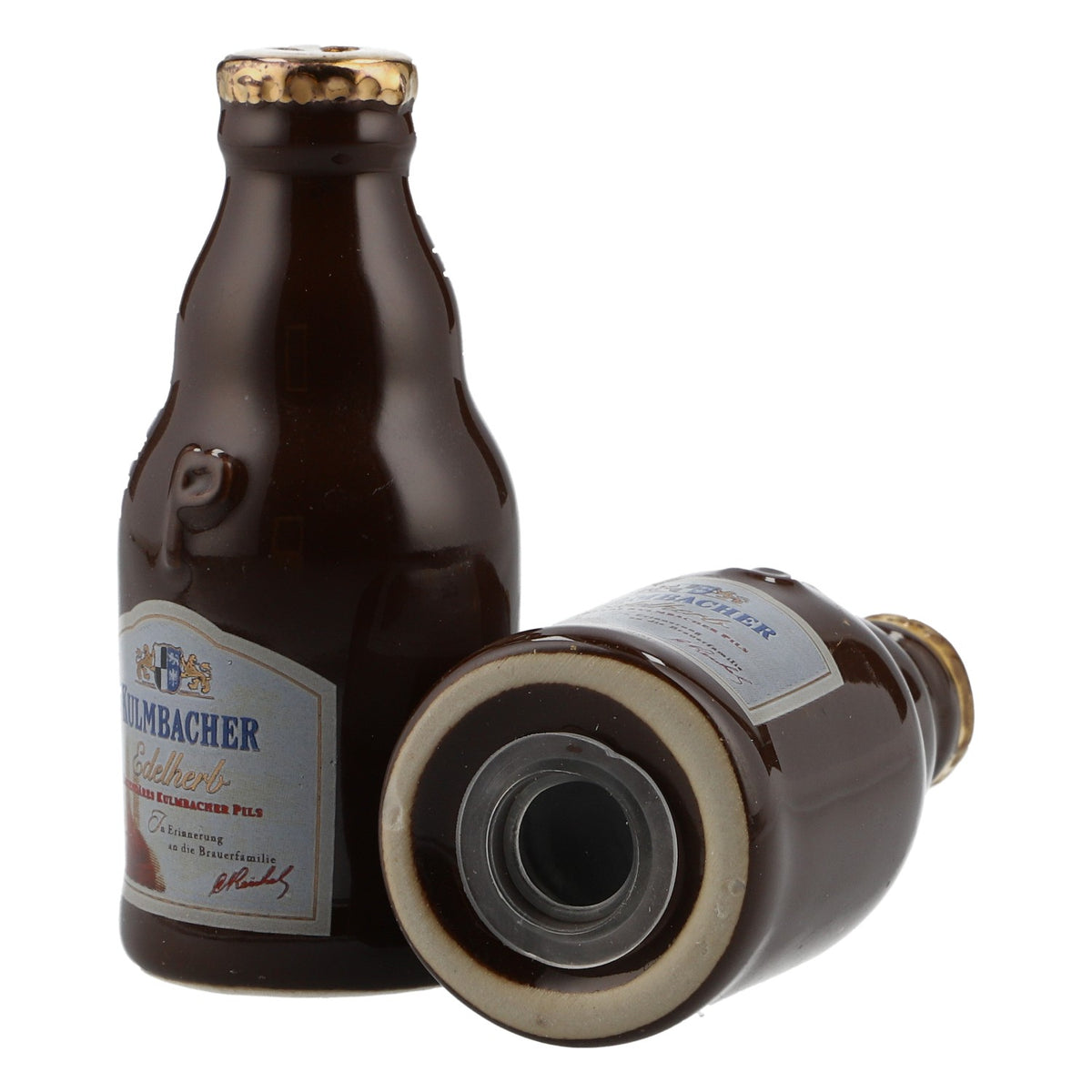 Ensemble sel et poivre « Kulmbacher Reichelbräu » en forme de bouteille avec support – Vue 6