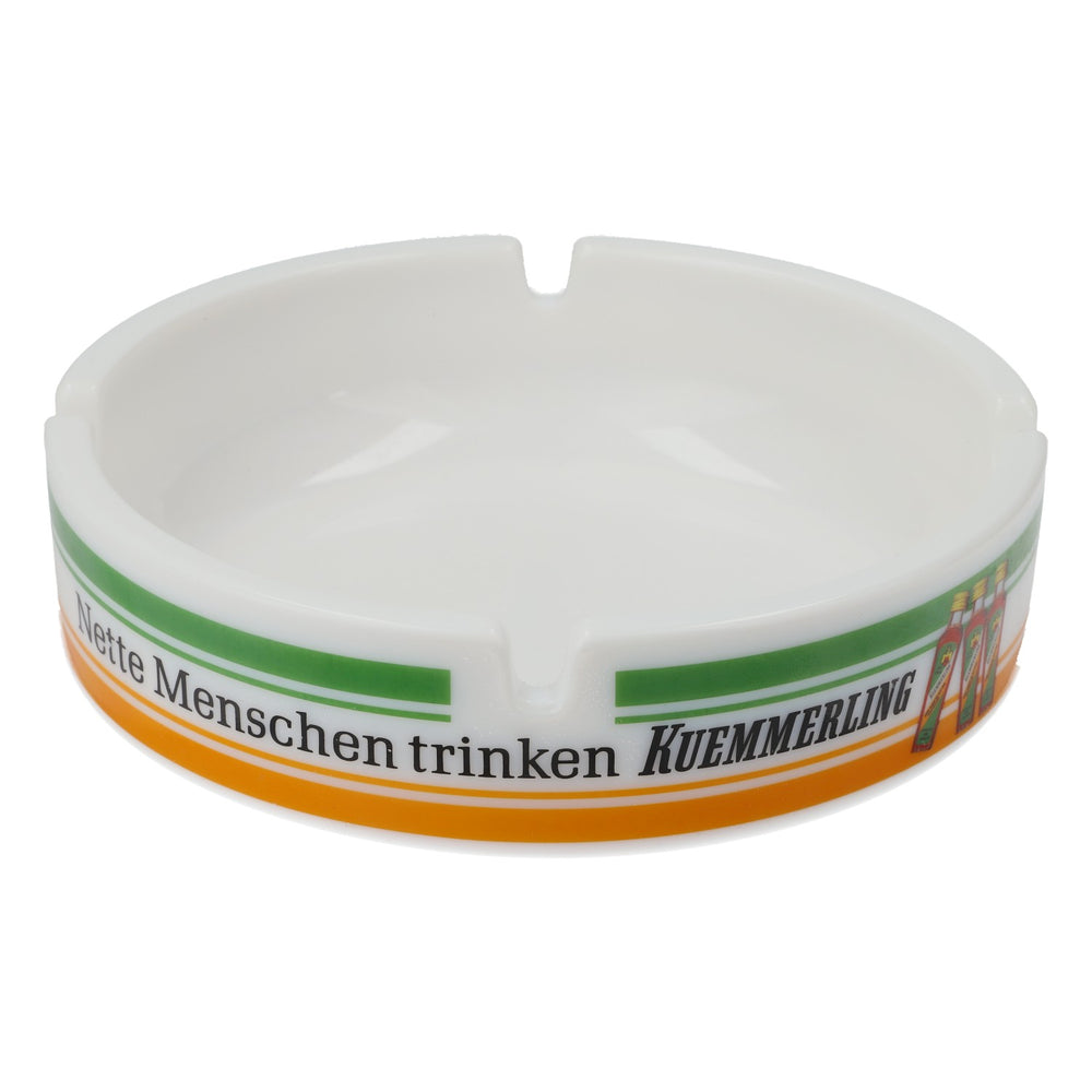 Cendrier à liqueur Kümmerling « Nette Menschen… » (Des gens sympas…) 14 cm, blanc, grand format, céramique