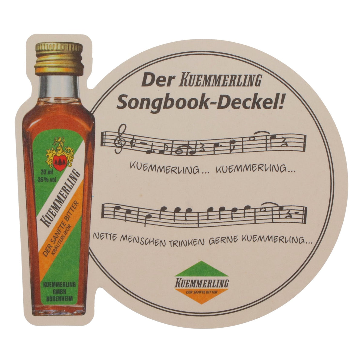 Sous-verre à liqueur Kümmerling Couverture du recueil de chansons