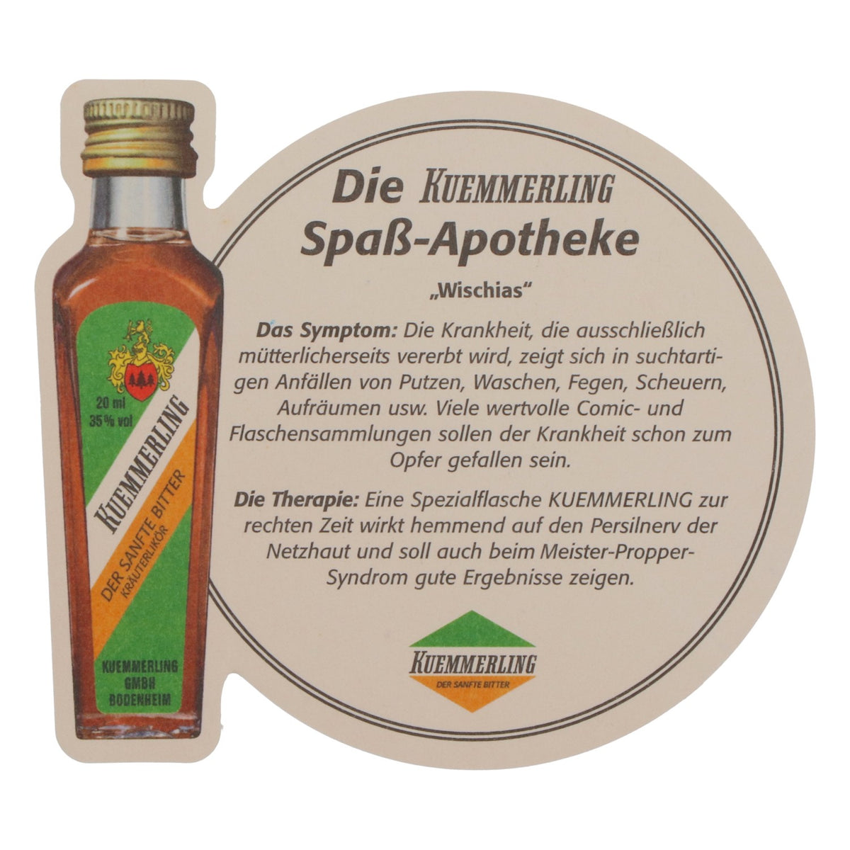 Sous-verre à liqueur Kümmerling Sous-verre Apotheke Wischias