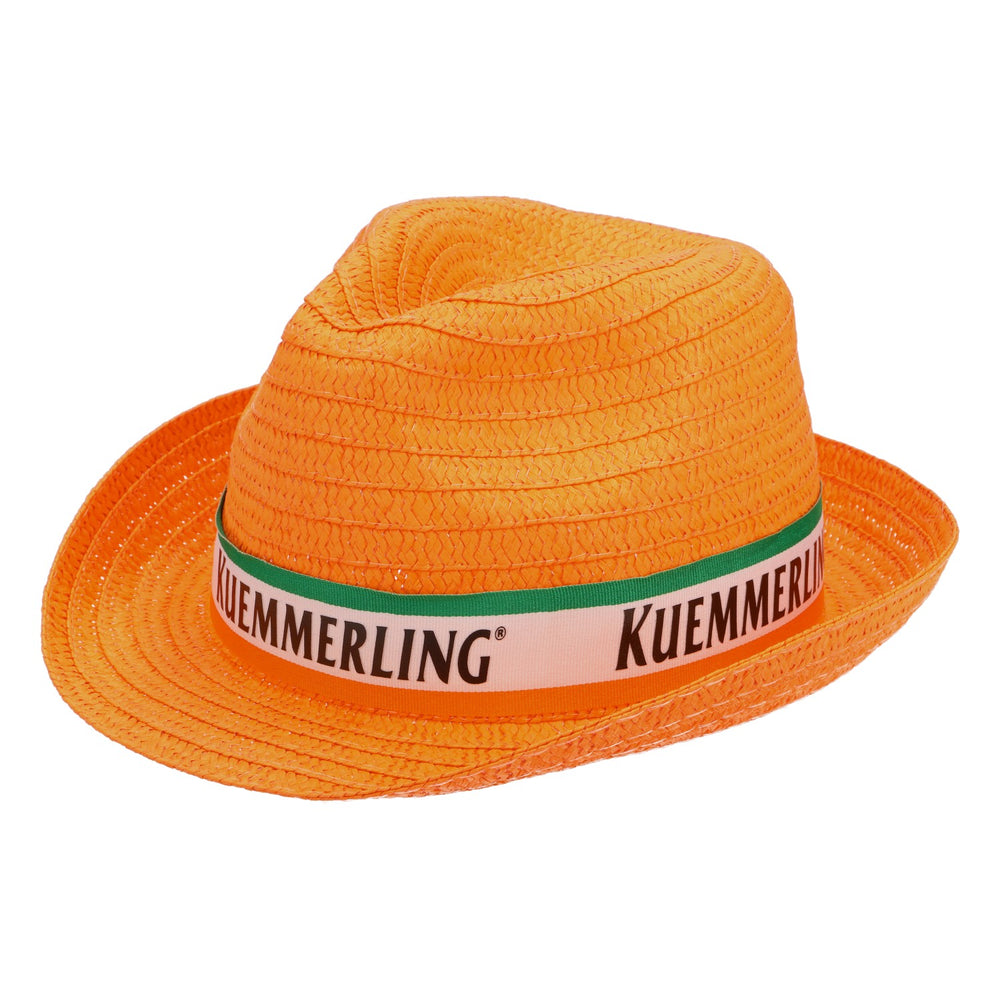 Chapeau de paille Kümmerling Likör Chapeau d'été Chapeau de vacances Chapeau de fête Orange ruban blanc/vert