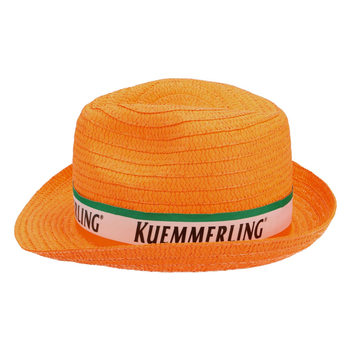 Chapeau de paille Kümmerling Likör Chapeau d'été Chapeau de vacances Chapeau de fête Orange ruban blanc/vert – Vue 3