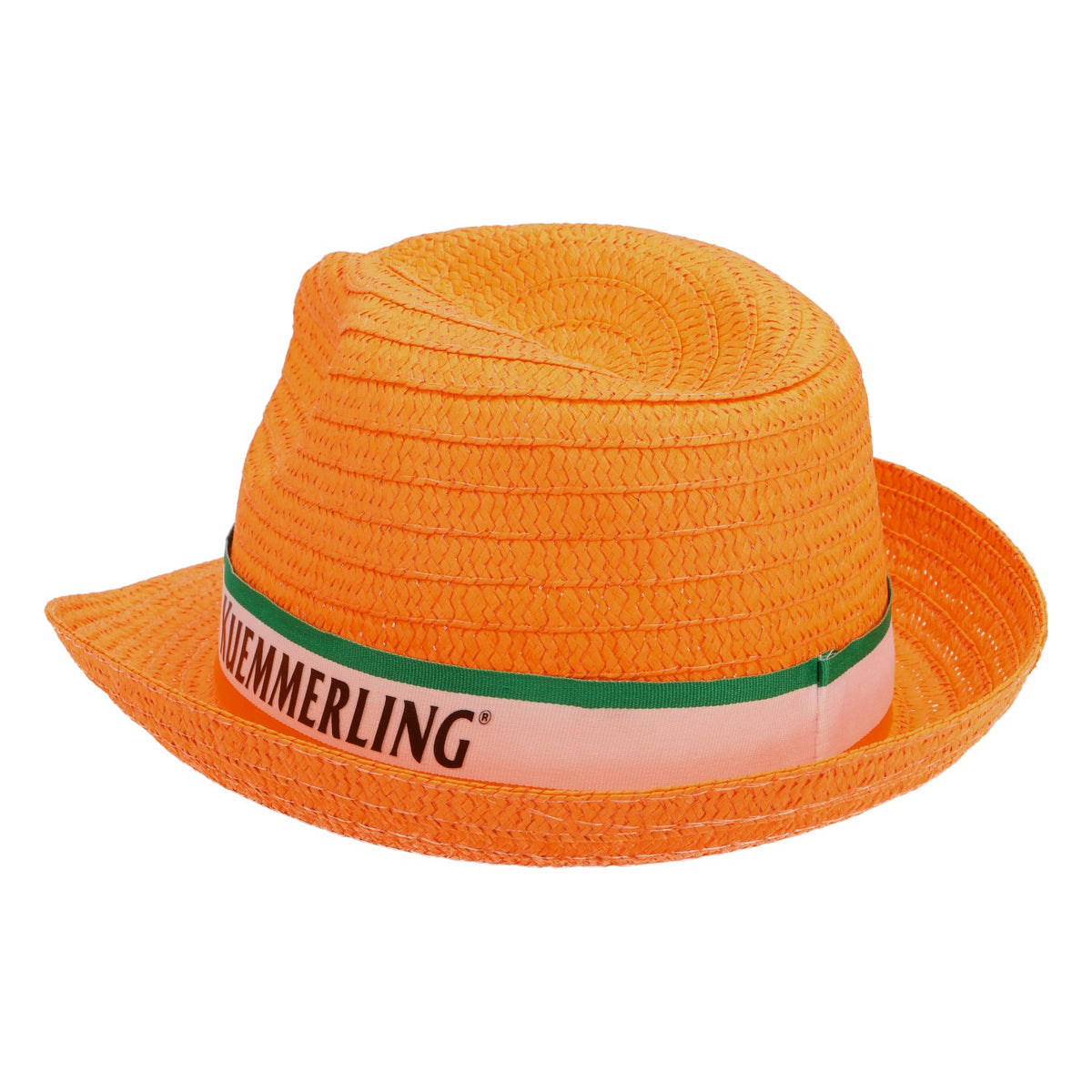 Chapeau de paille Kümmerling Likör Chapeau d'été Chapeau de vacances Chapeau de fête Orange ruban blanc/vert – Vue 4