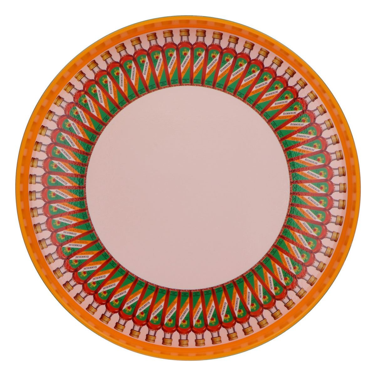 Plateau à liqueur Kümmerling, cercle à bouteilles orange, bord haut, diamètre 32 cm – Vue 3