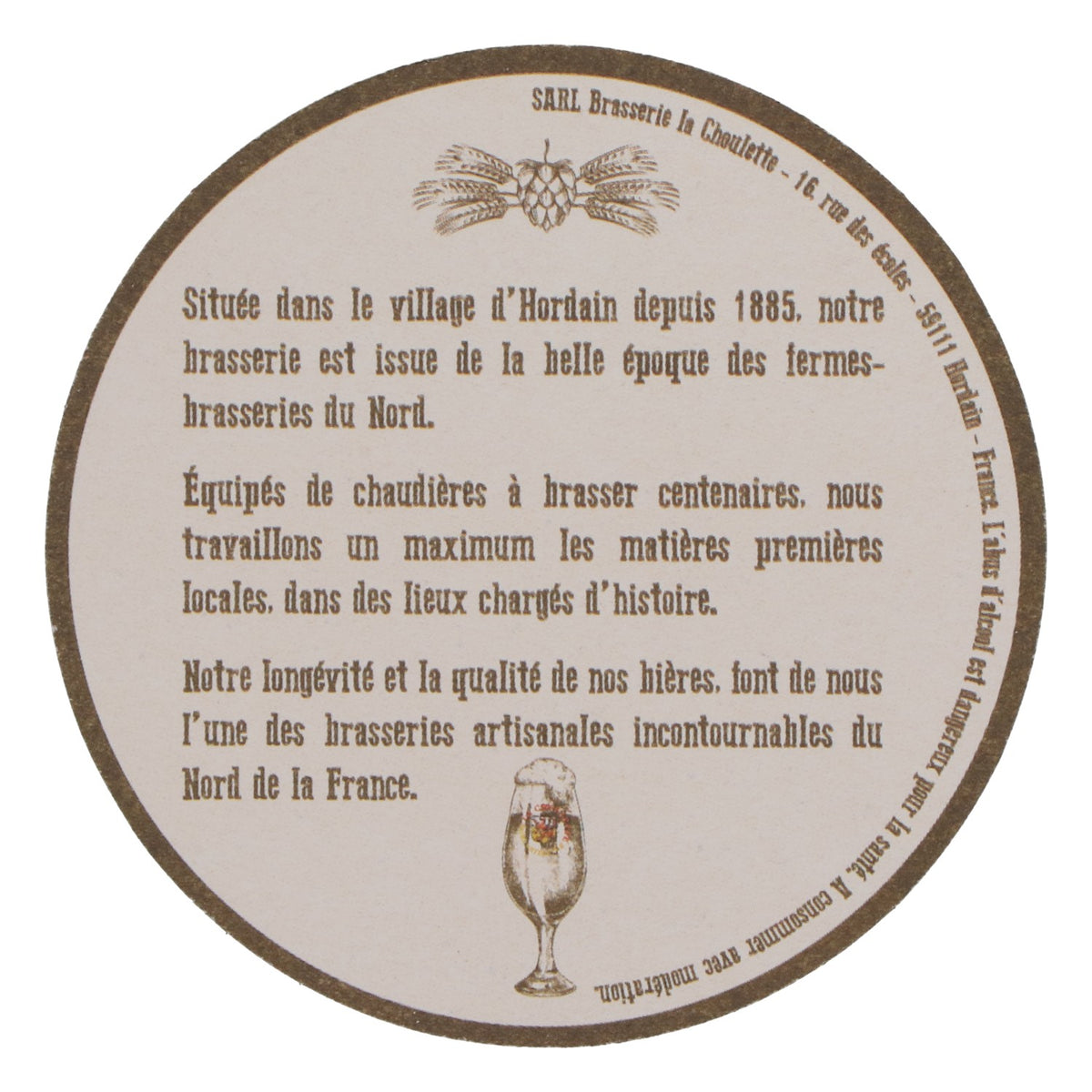 Sous-verre à bière La Choulette, motif noir et blanc, neuf, en papier – Vue 4