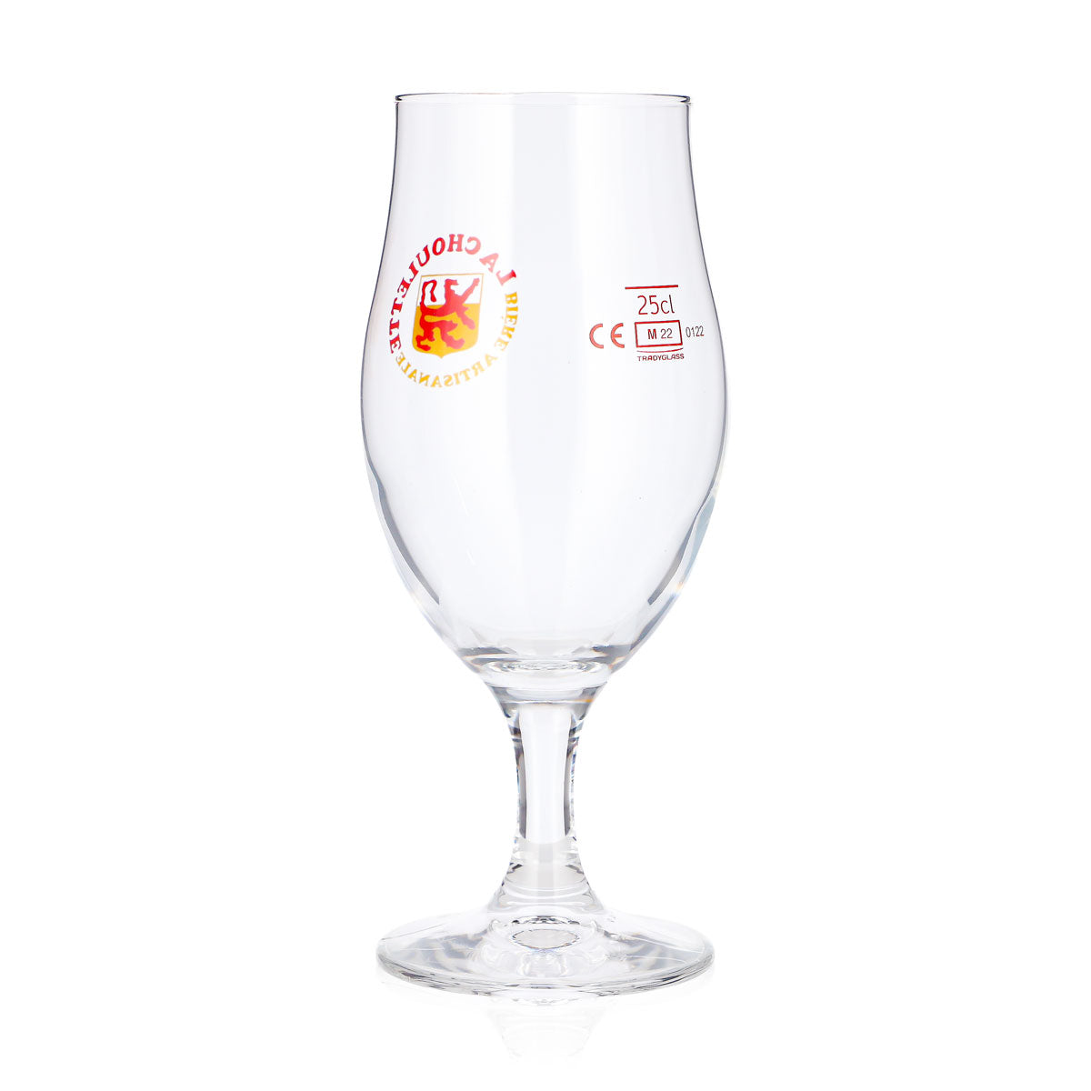 Verre à bière La Choulette 0,25 l, forme tulipe, logo rouge et jaune, verre à bière de type coupe – Vue 3