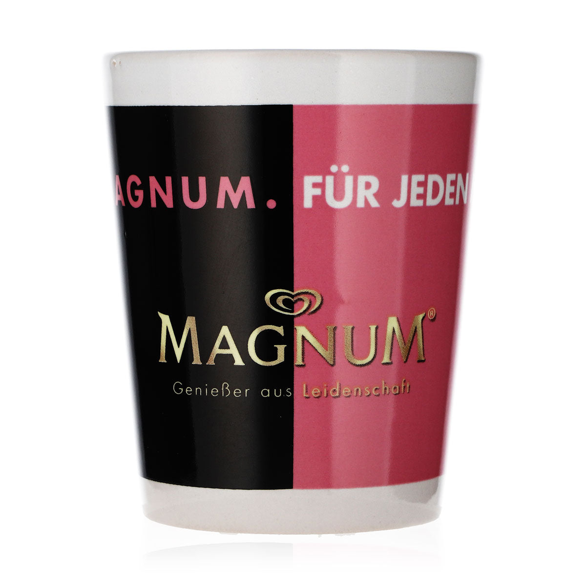 Tasse à café Langnese en verre noir/rose « Mon Magnum pour chaque instant »