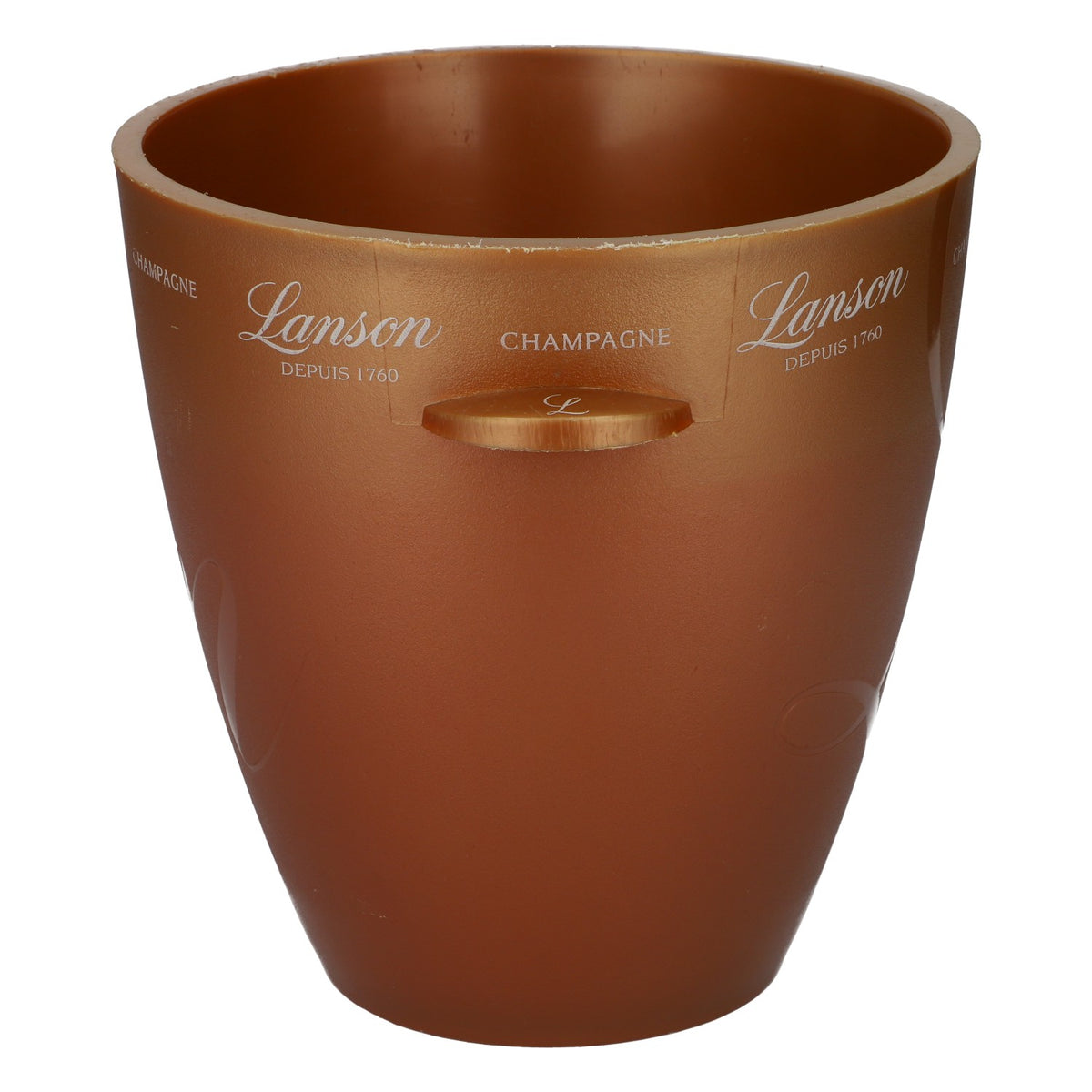 Refroidisseur de bouteilles de champagne Lanson avec logo en relief bronze