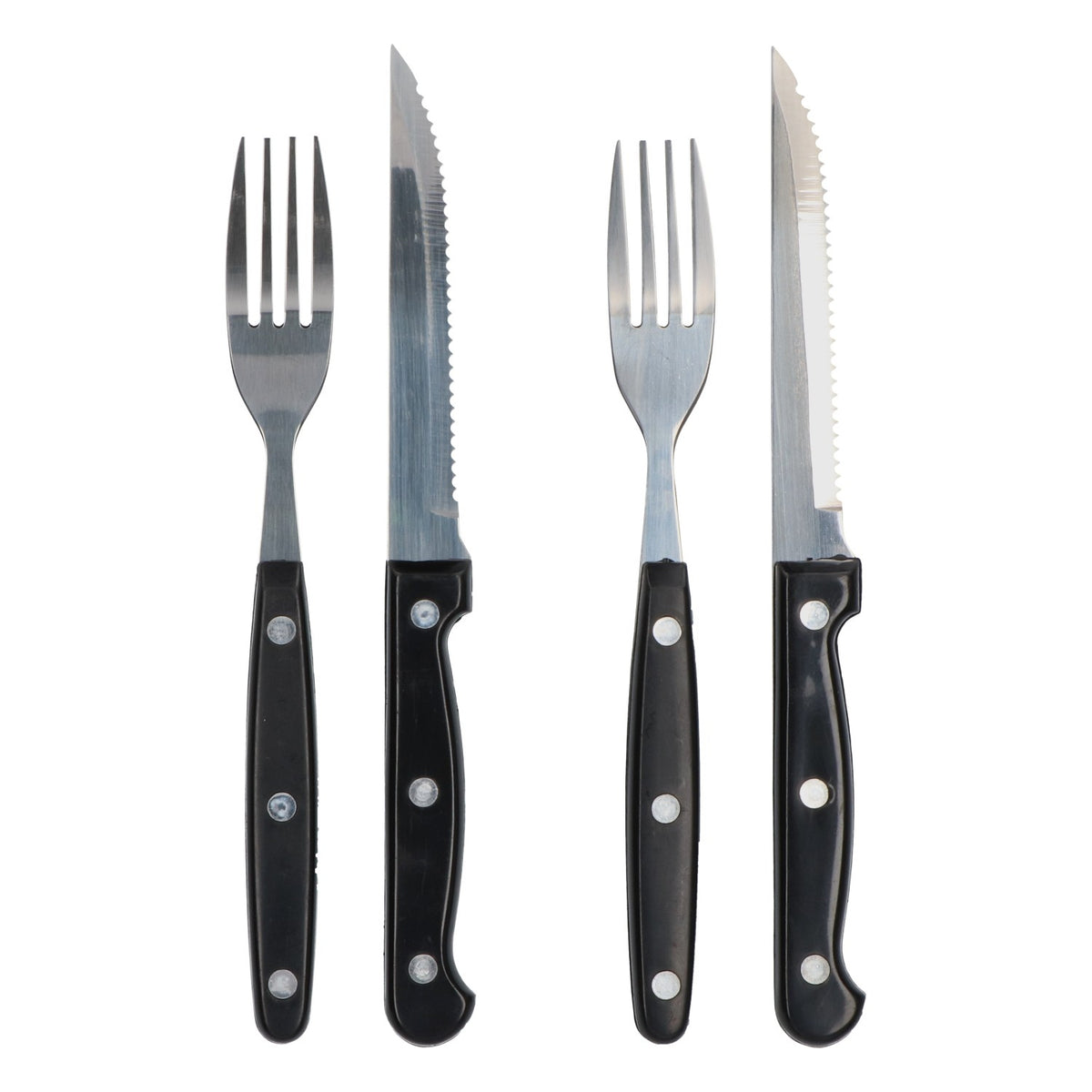 Ensemble de couverts à steak Leikeim, 4 pièces : couteau et fourchette noirs, couverts pour barbecue – Vue 2