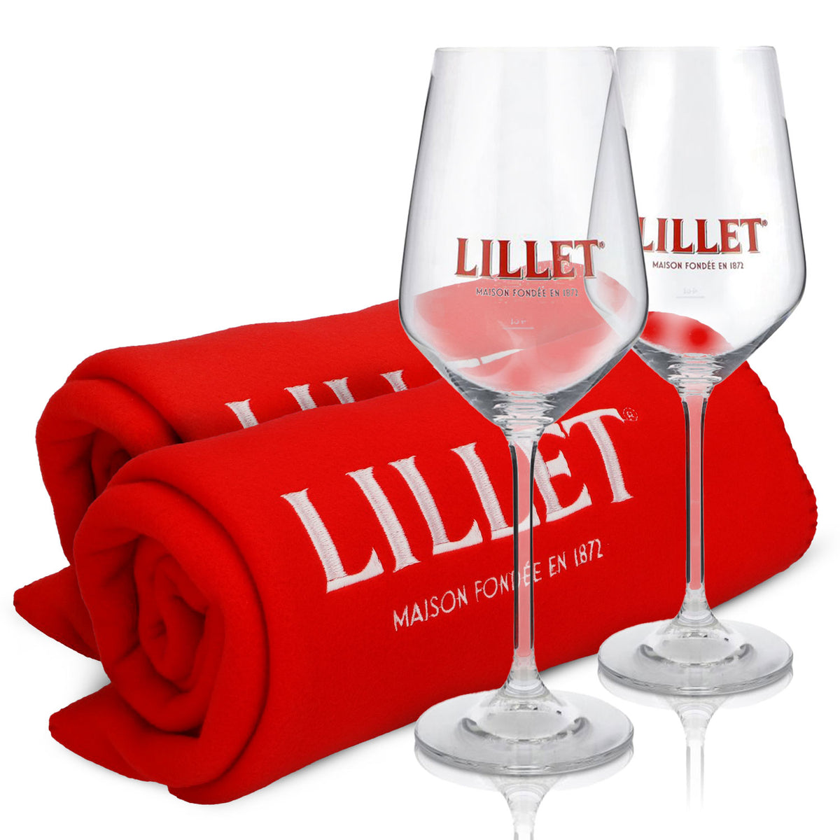 Lillet Bundle Fan I Set composé de 2 couvertures polaires et 2 verres Lillet