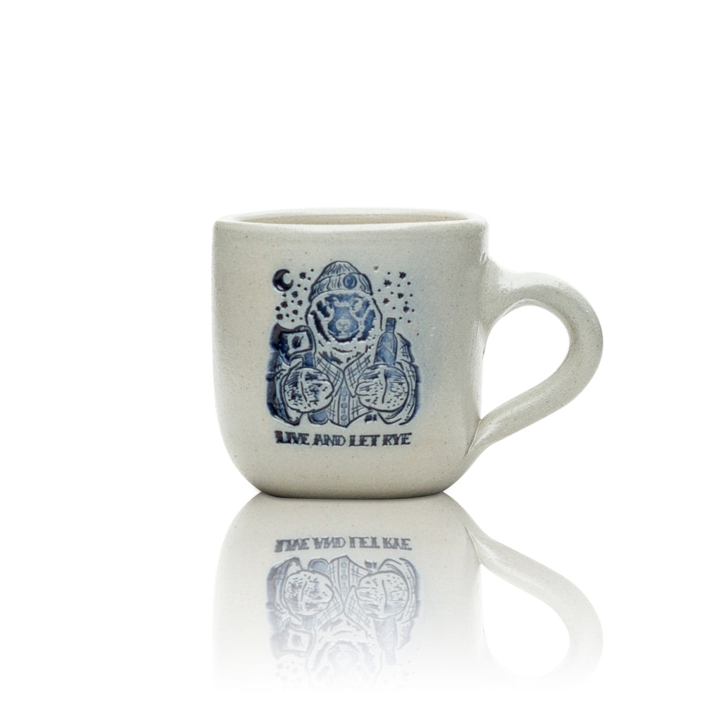 Lot n° 40 Tasse à whisky 3 cl grise Chope à shot Céramique Relief Verre Schnaps Short