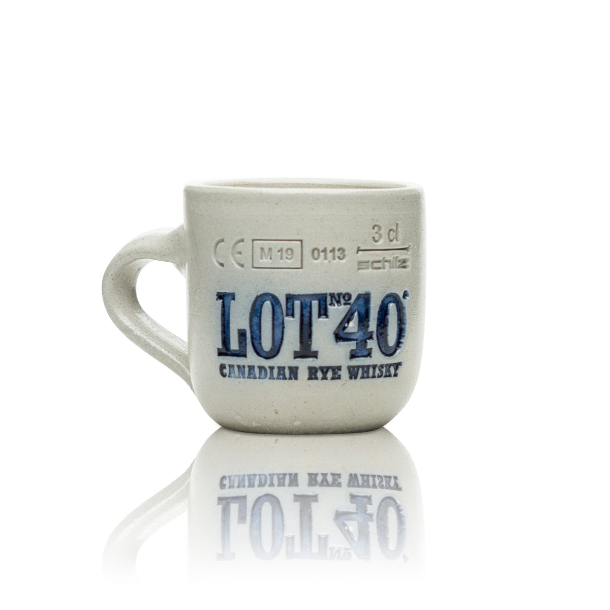 Lot n° 40 Tasse à whisky 3 cl grise Chope à shot Céramique Relief Verre Schnaps Short – Vue 2