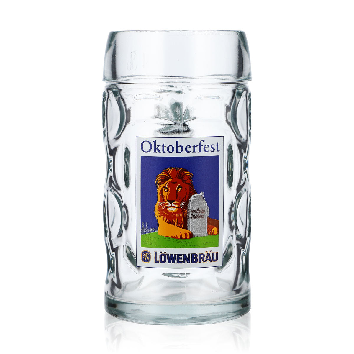 Verre à bière Löwenbräu, chope de 0,5 l, forme « Oktoberfest », motif « Löwen »