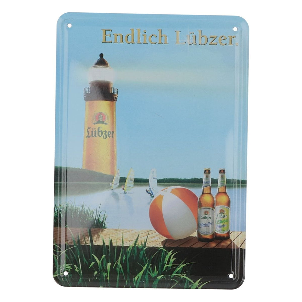 Lübzer Plaque métallique 15 x 10 cm Panneau publicitaire Cartes postales publicitaires Waterball Mur Merch