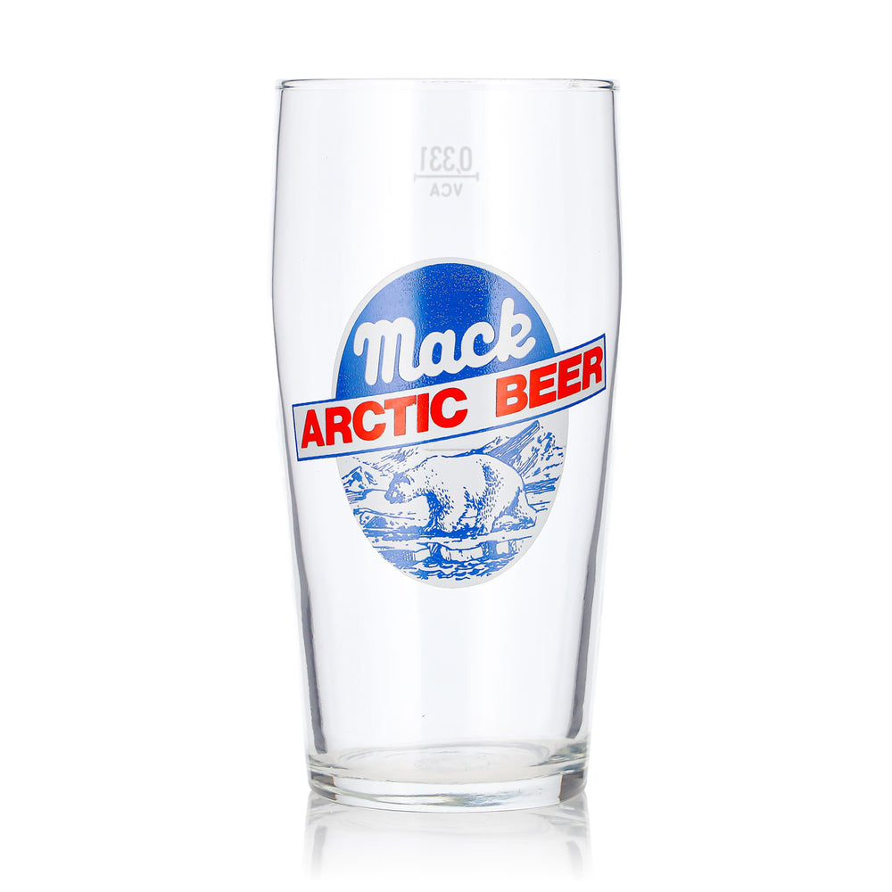 Verre à bière Mack 0,33 l, verre Willi avec logo rouge, Arctic Beer, verre à bière VSA, chope à bière