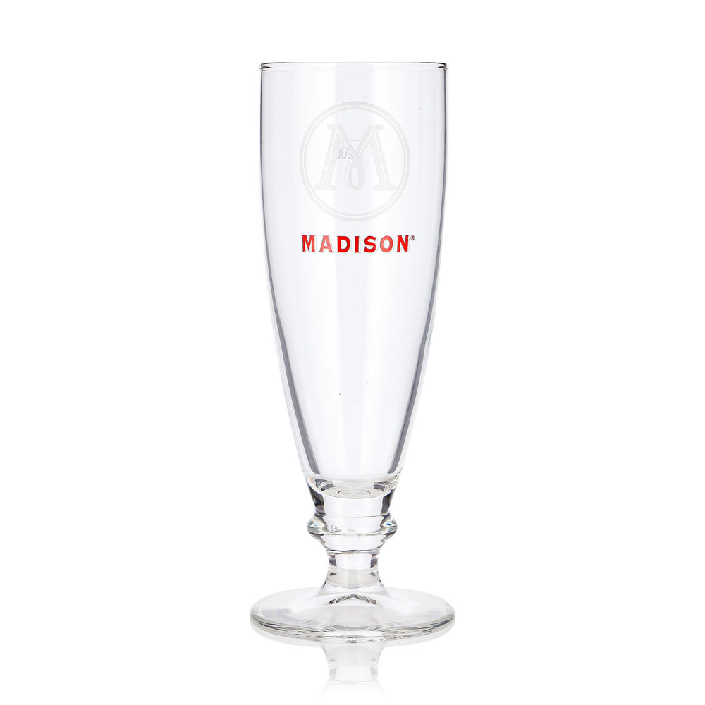 Verre à bière Madison 0,2 l, forme coupe, logo rouge, verre à long drink