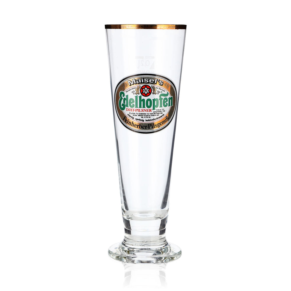 Verre à bière Pilsner Maisels, verre à bière 0,2 l Sahm avec bord doré