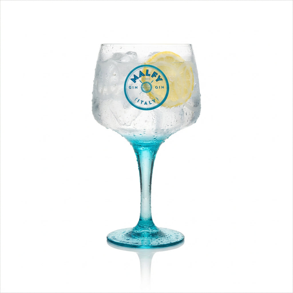 Verre à gin Malfy Ballon 0,6 l – Verre Copa avec pied bleu Édition spéciale Gin Tonic