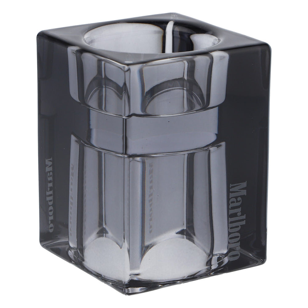 Cigarettes Marlboro Verre 6x6cm Photophore en verre noir avec logo noir