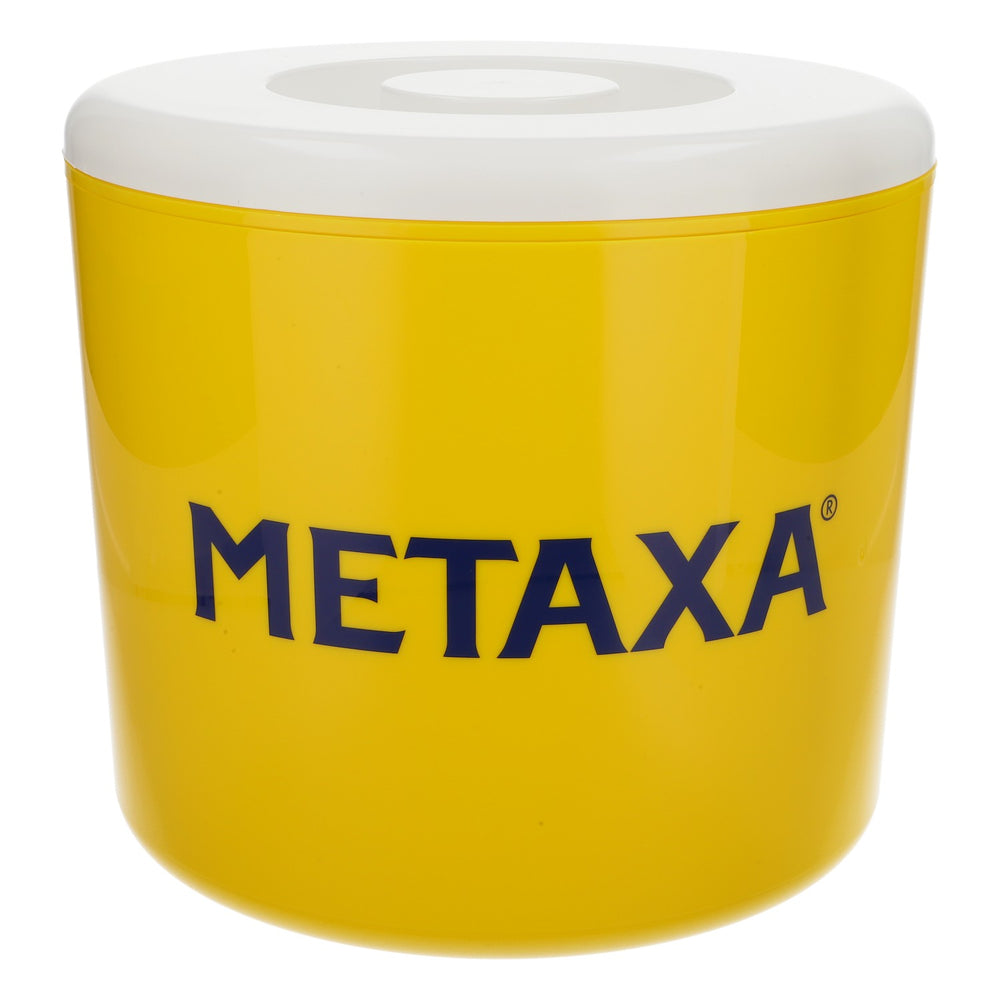 Metaxa Cognac Glacière Bac à glaçons en trois parties, design jaune/blanc
