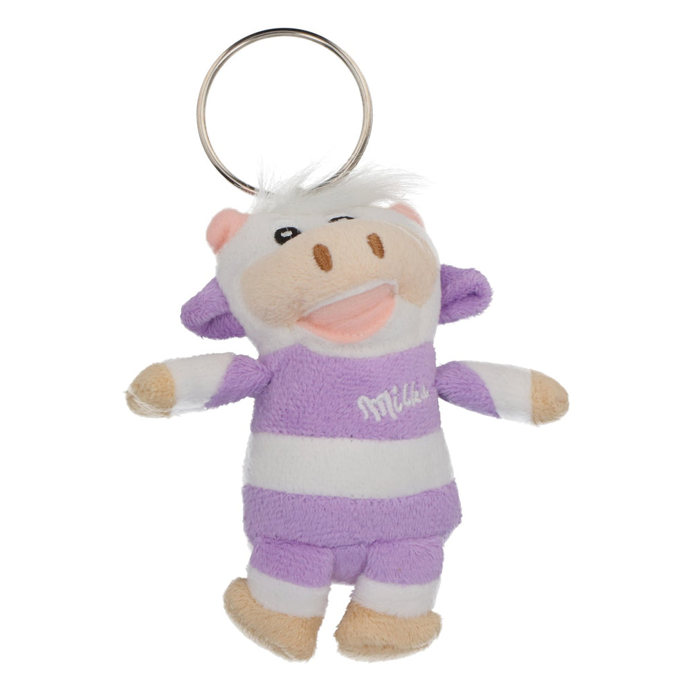 Milka Chocolat Porte-clés Pendentif Vache en peluche violet/blanc