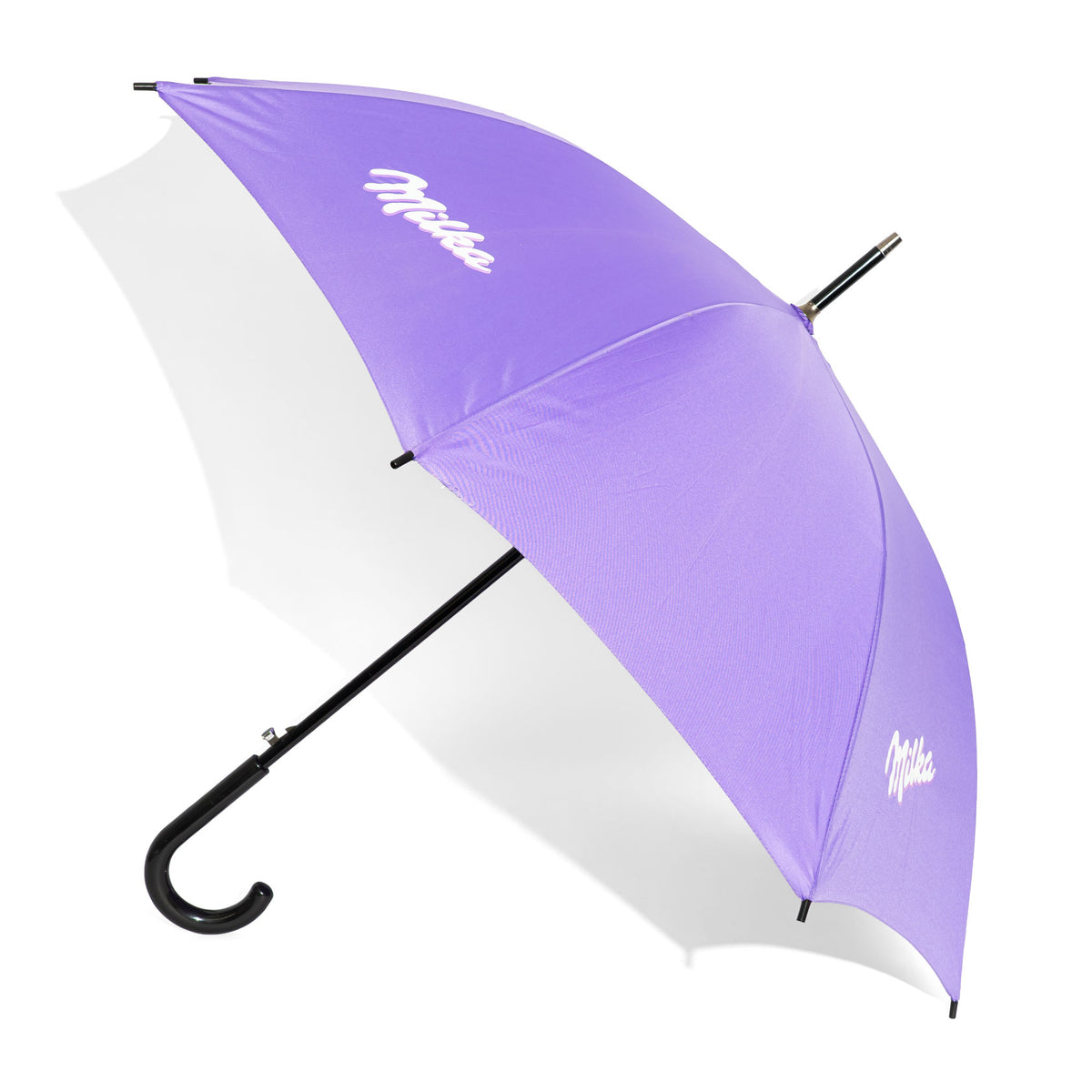 Parapluie en polyester violet Milka, motif bonbons, poignée ronde, envergure 104 cm
