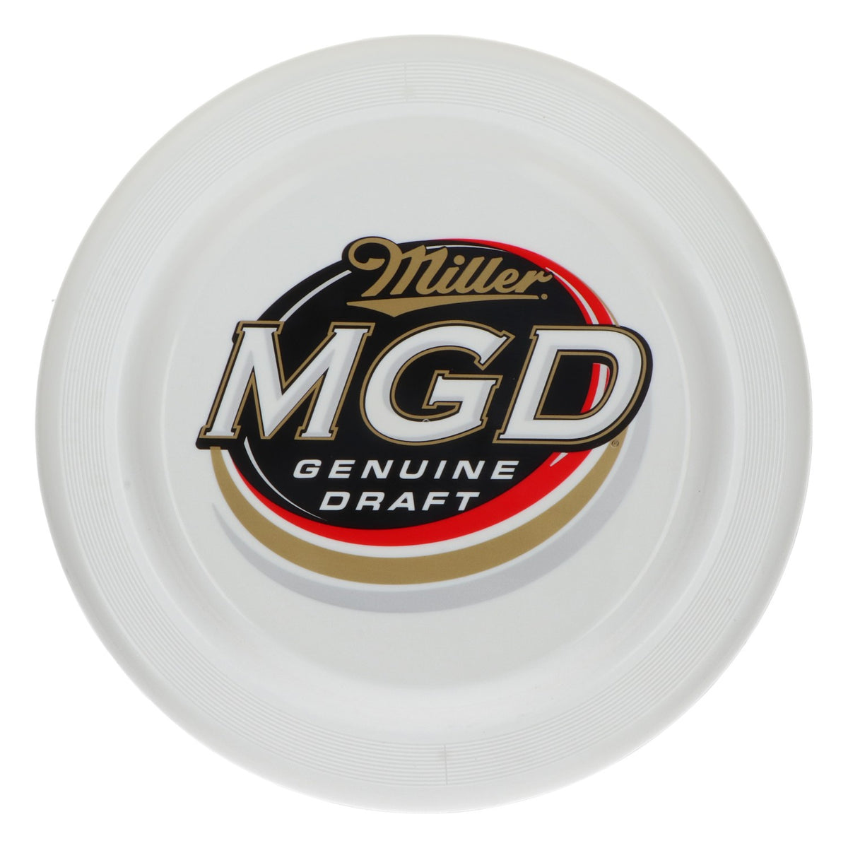 Disque de frisbee Miller Beer MGD en plastique blanc – Ton accessoire ludique pour l'été – Vue 2