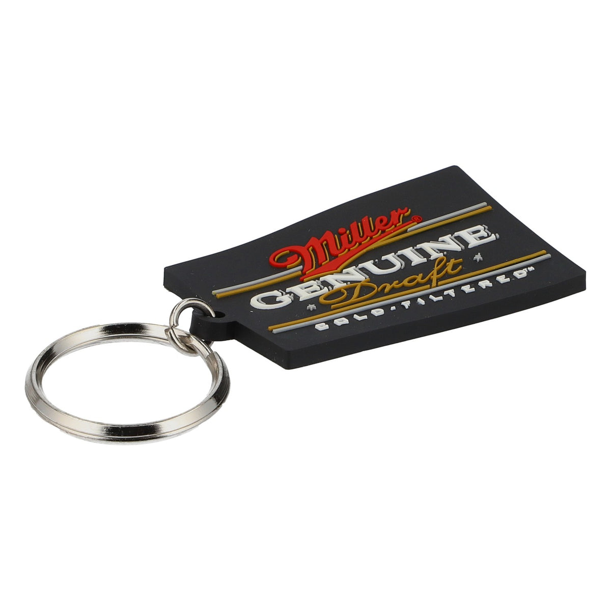 Porte-clés Miller Beer en caoutchouc, modèle Genuine Draft, noir