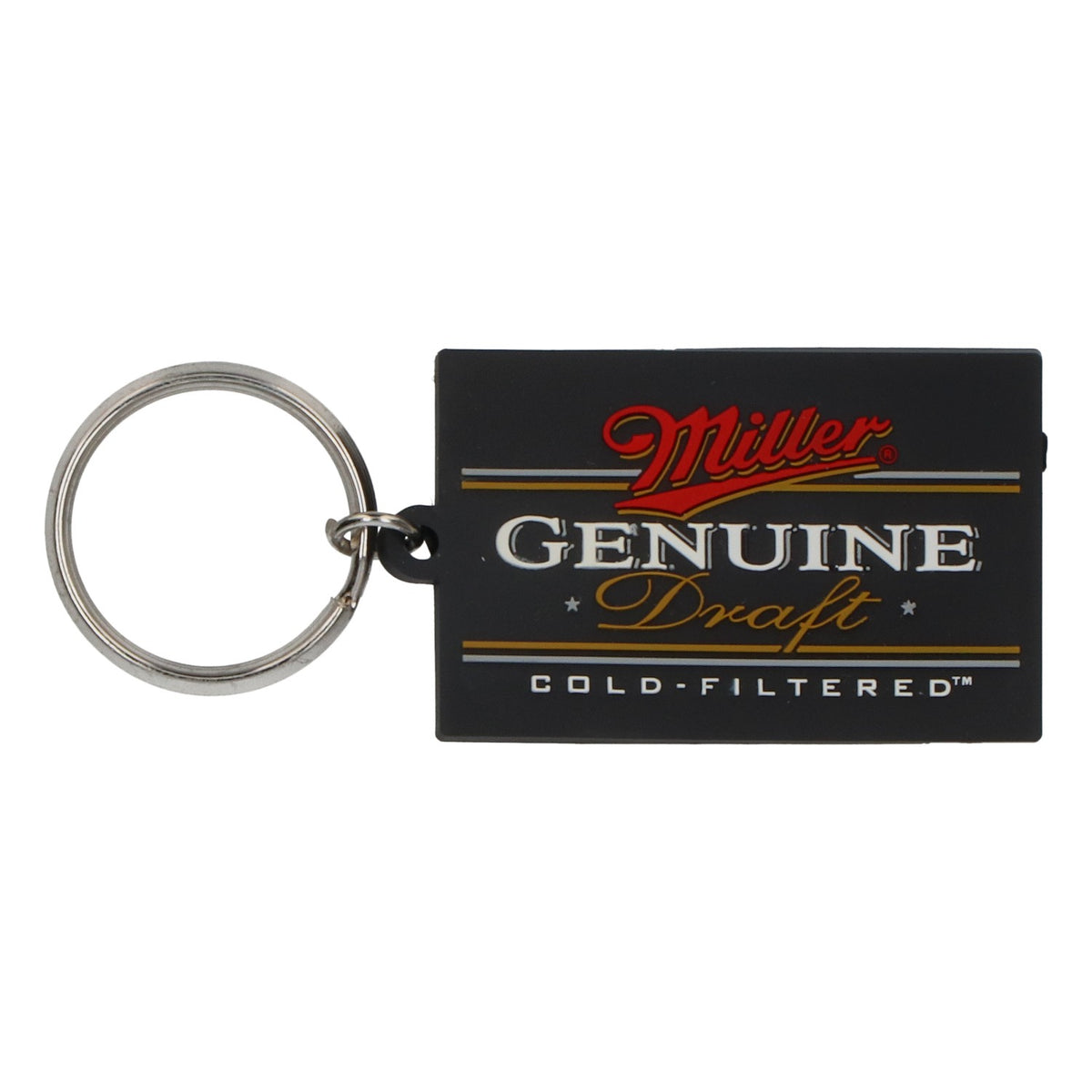 Porte-clés Miller Beer en caoutchouc, modèle Genuine Draft, noir – Vue 2