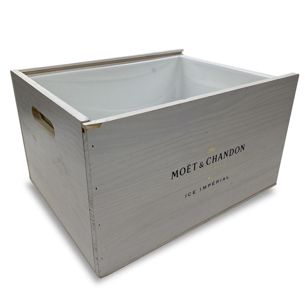 Caisse en bois pour champagne Moët & Chandon Ice Imperial blanc fort