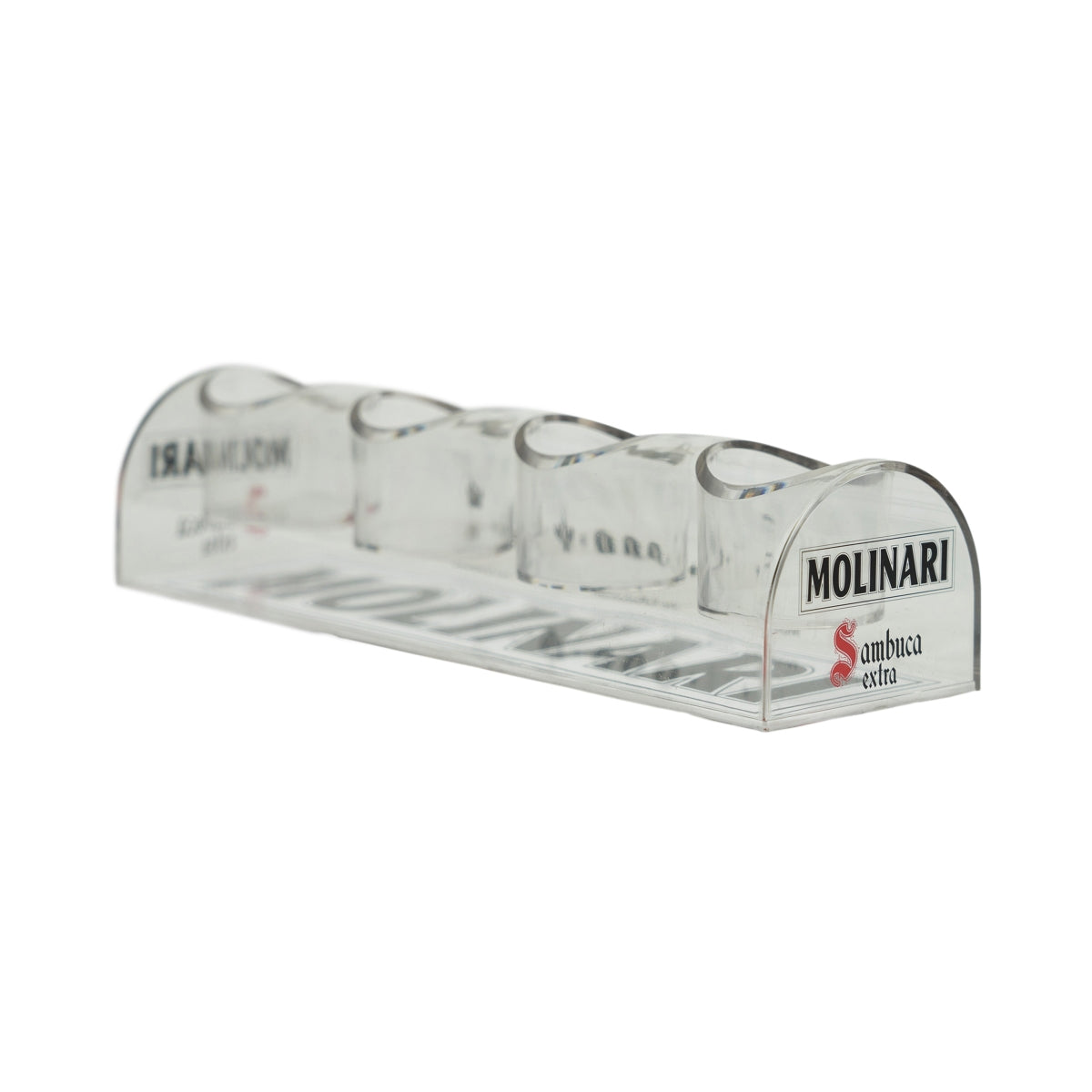 Molinari Extra Sambuca Plateau 4 verres à shot Présentoir