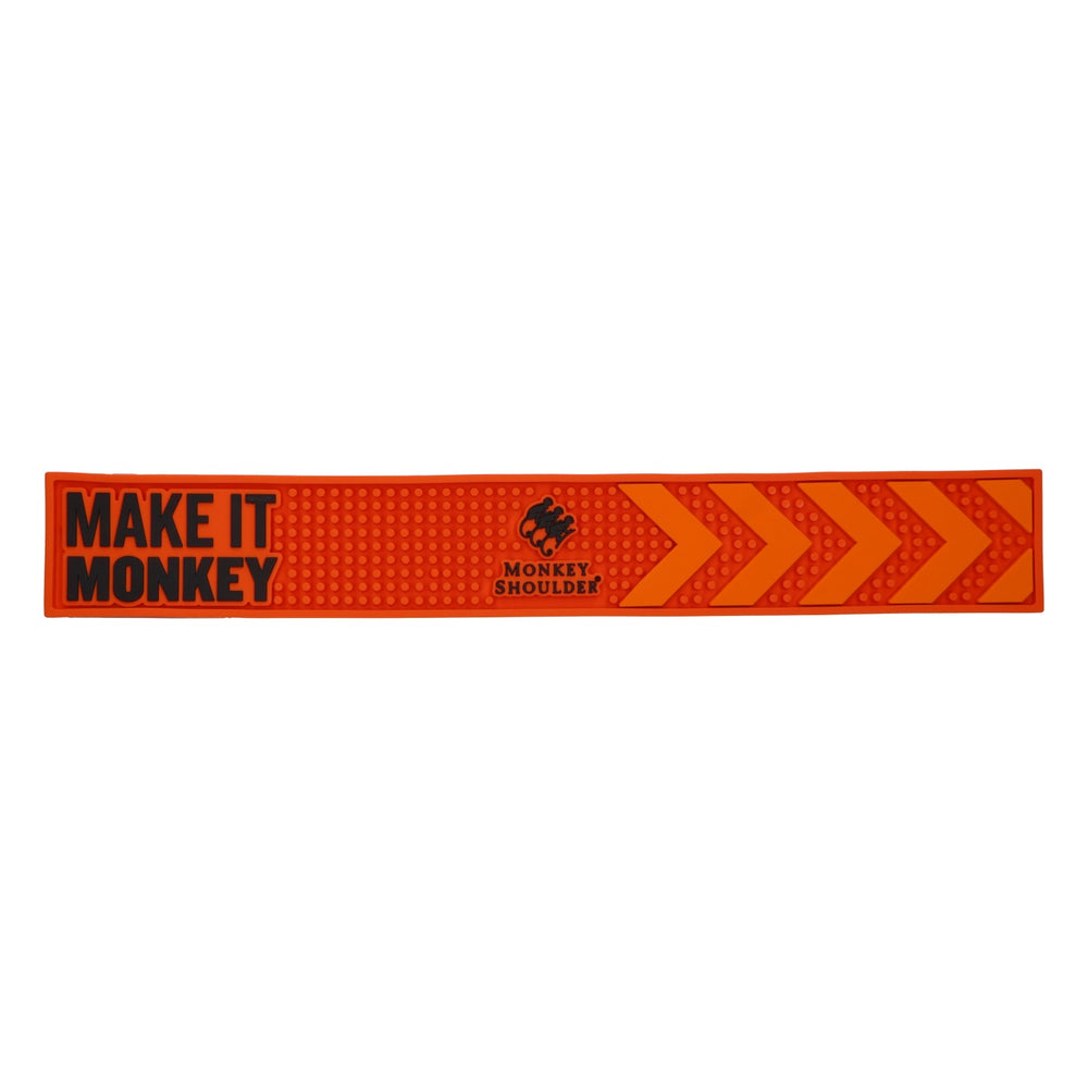 Tapis de bar Monkey Shoulder pour whisky, 60 x 8,5 cm, neuf, en caoutchouc orange, tapis d'égouttage, runner