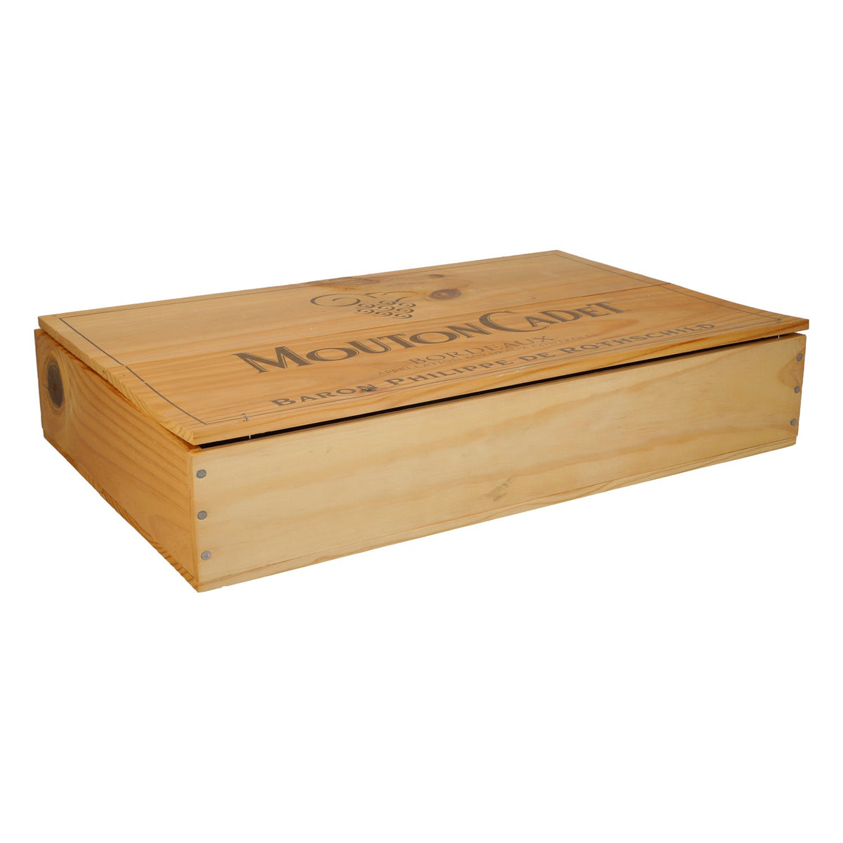 Caisse en bois de vin Mouton Cadet, décoration d'intérieur, 32 x 50 x 10 cm