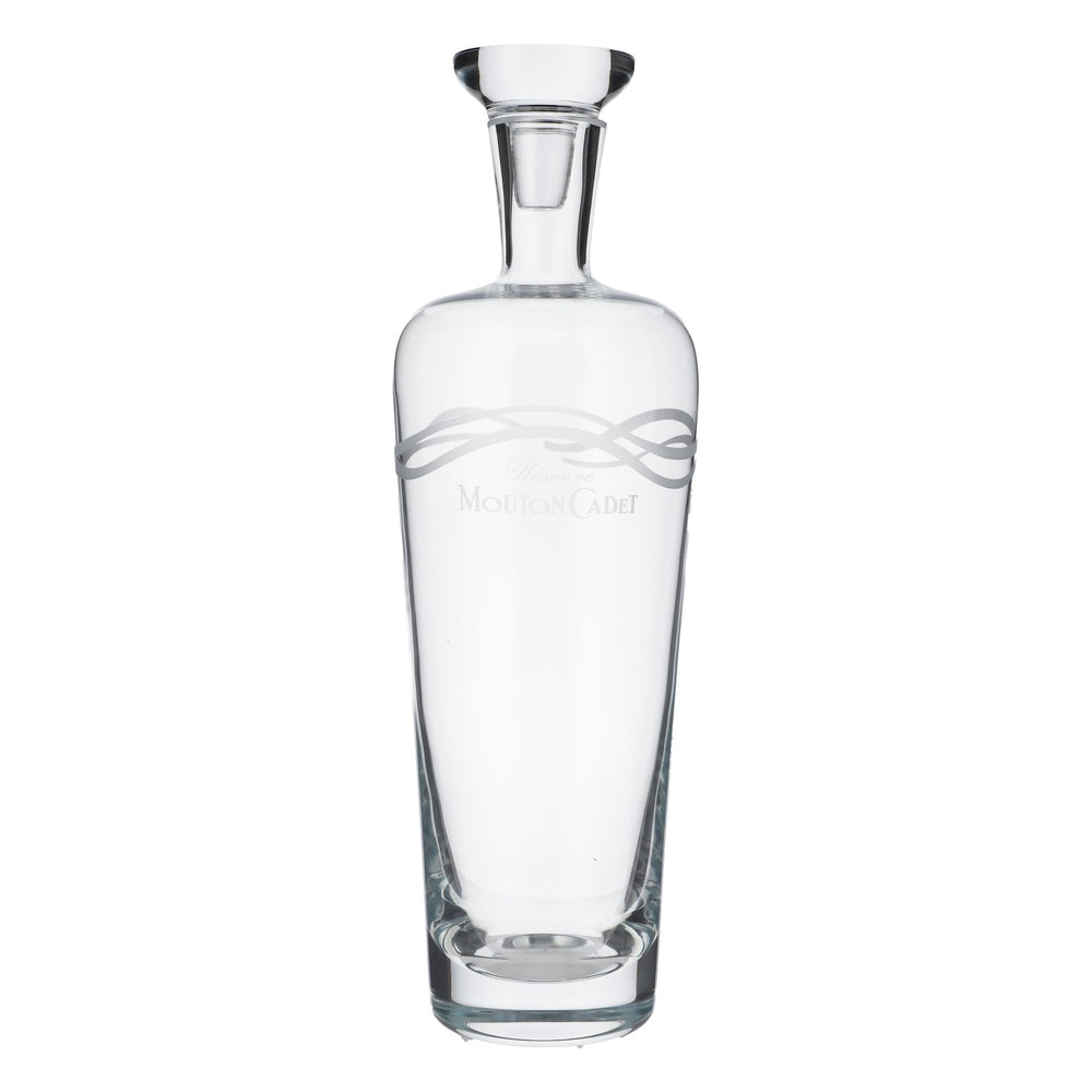 Carafe à vin Mouton Cadet avec couvercle et sous-verre en bois