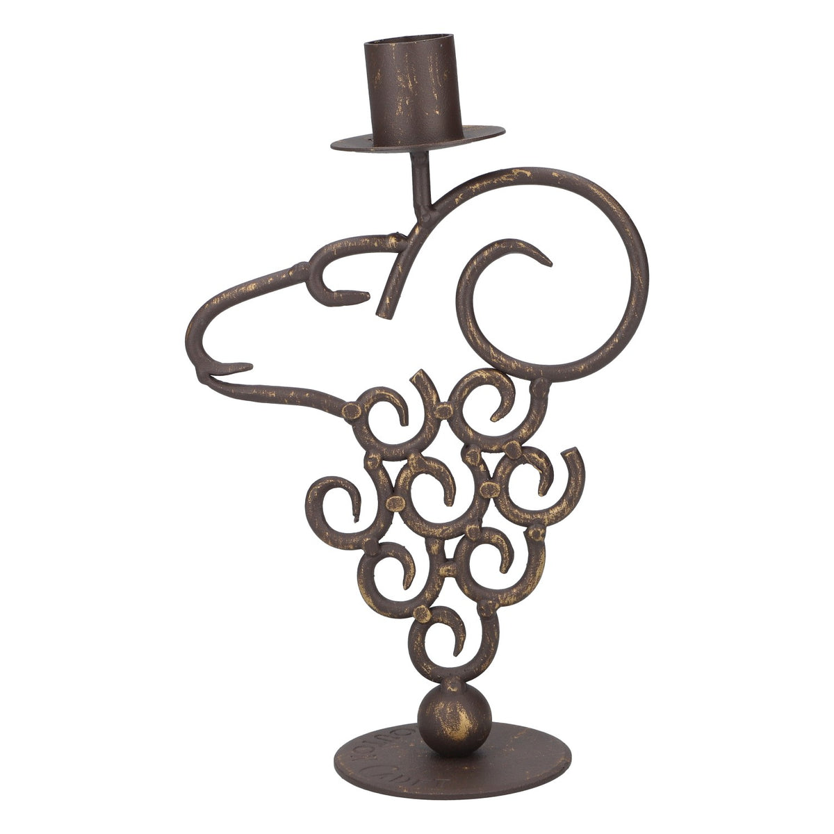 Bougeoir décoratif Mouton Cadet en métal gris