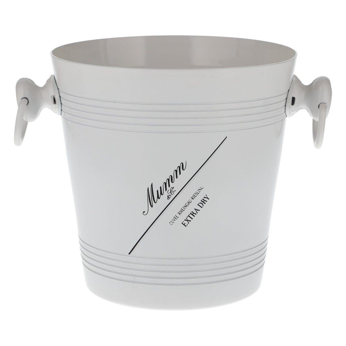 Seau à glace Mumm pour champagne, refroidisseur de bouteilles, bac à glaçons blanc avec poignée en métal