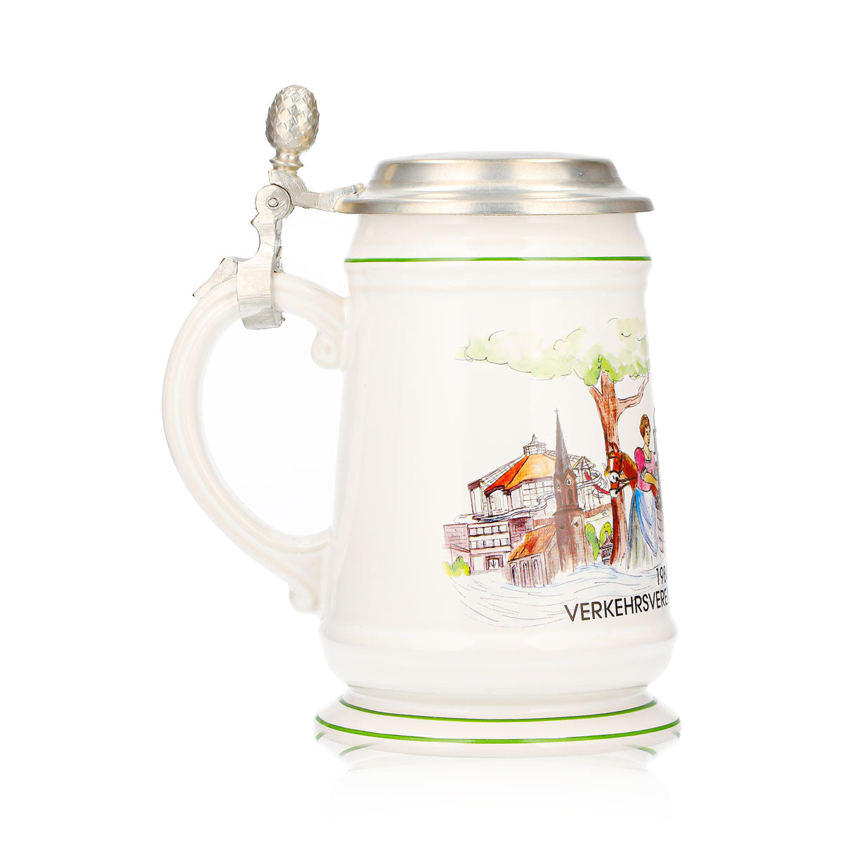 Verre à bière « No Name » 0,67 l, chope avec couvercle en étain, Office du tourisme de Königsbrunn, céramique – Vue 3