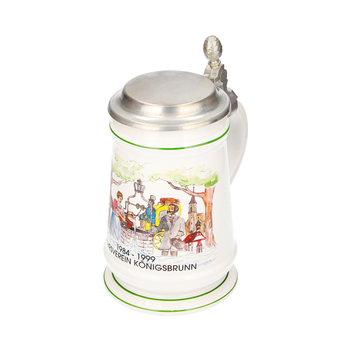 Verre à bière « No Name » 0,67 l, chope avec couvercle en étain, Office du tourisme de Königsbrunn, céramique – Vue 6