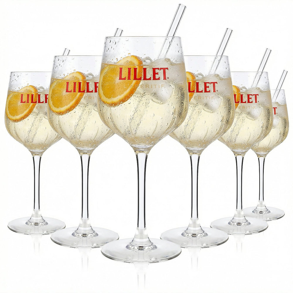 Lot de 6 verres Lillet Signature originaux 0,45 l Verre à apéritif avec graduation