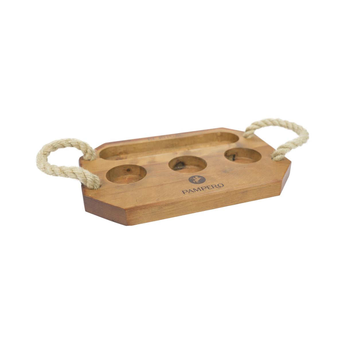 Plateau de service pour rhum Pampero, bloc en bois Glorifier El Ritual, cordon de transport