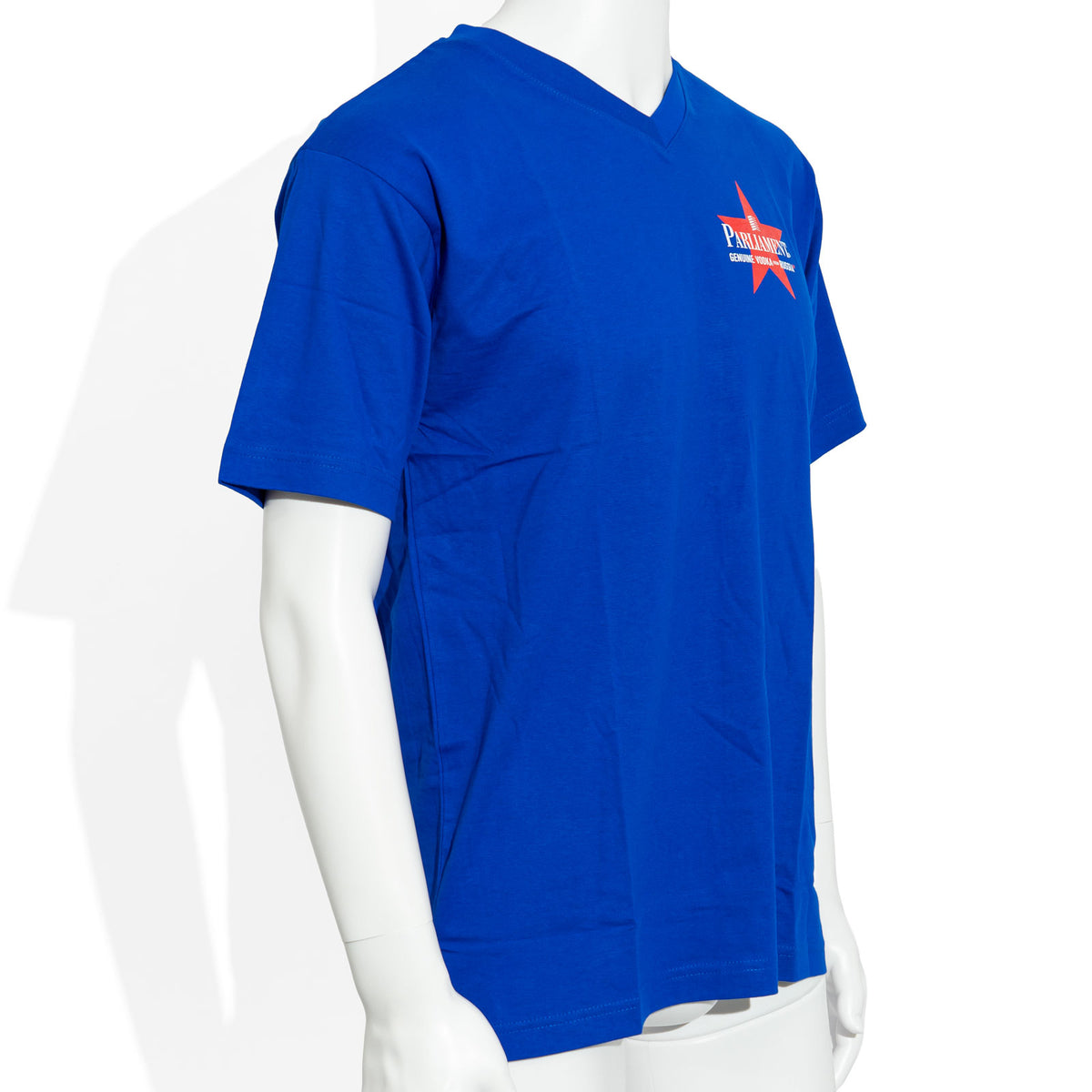 T-shirt en coton bleu à col en V « Parliament Vodka » (taille M) – Vue 2