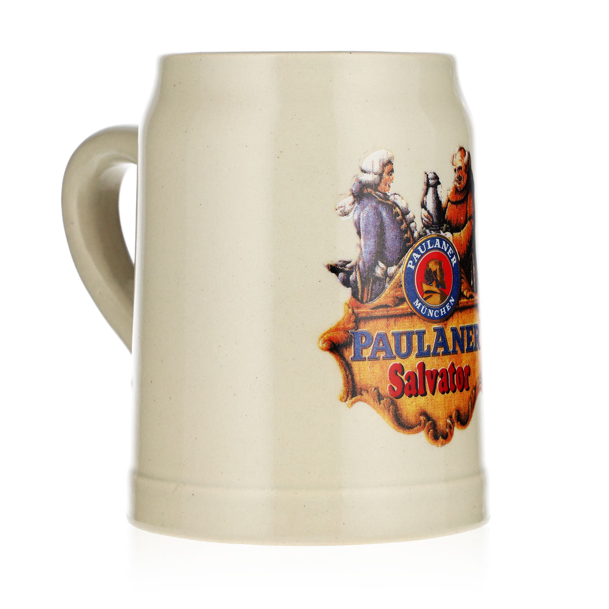 Verre à bière Paulaner 0,25 l, chope en terre cuite Salvator, chope à bière blanche en terre cuite, mini-chope en faïence – Vue 2