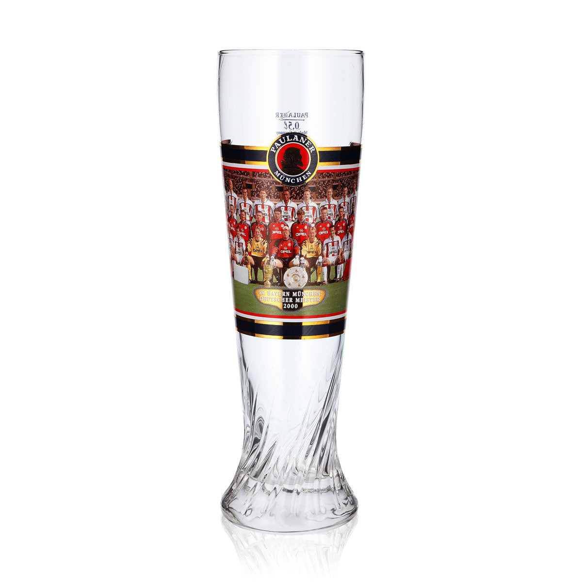 Verre à bière Paulaner, coupe de 0,5 l, FC Bayern Munich, champion d'Allemagne 2000, relief
