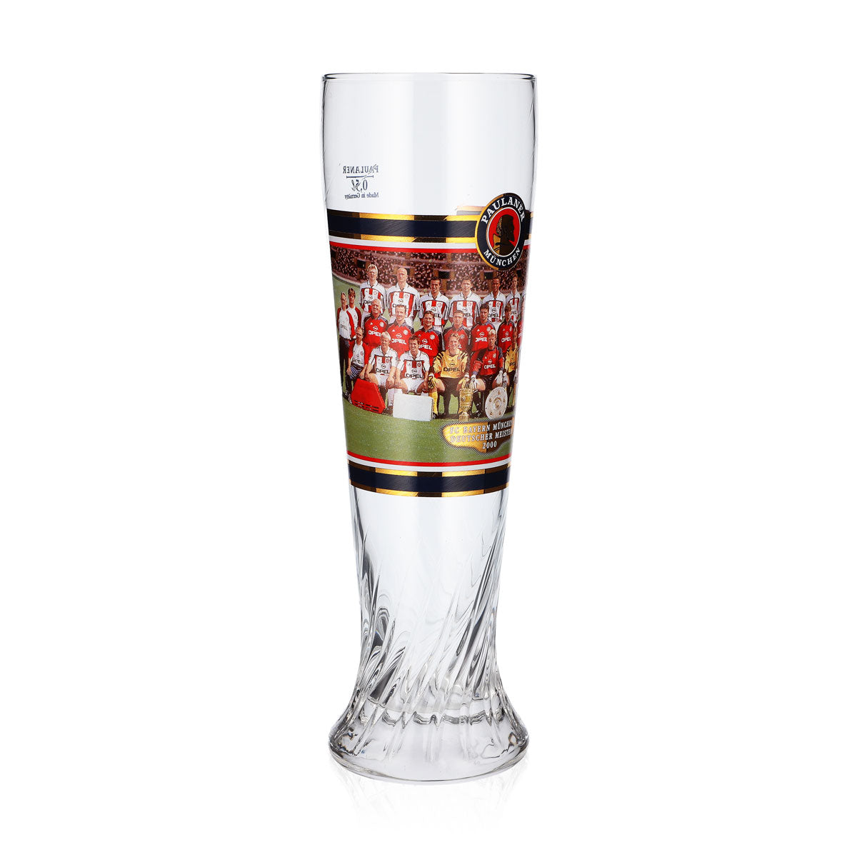 Verre à bière Paulaner, coupe de 0,5 l, FC Bayern Munich, champion d'Allemagne 2000, relief – Vue 2