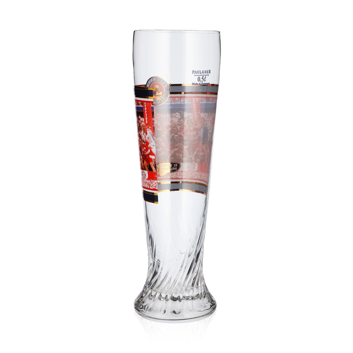 Verre à bière Paulaner, coupe de 0,5 l, FC Bayern Munich, champion d'Allemagne 2008, relief – Vue 3