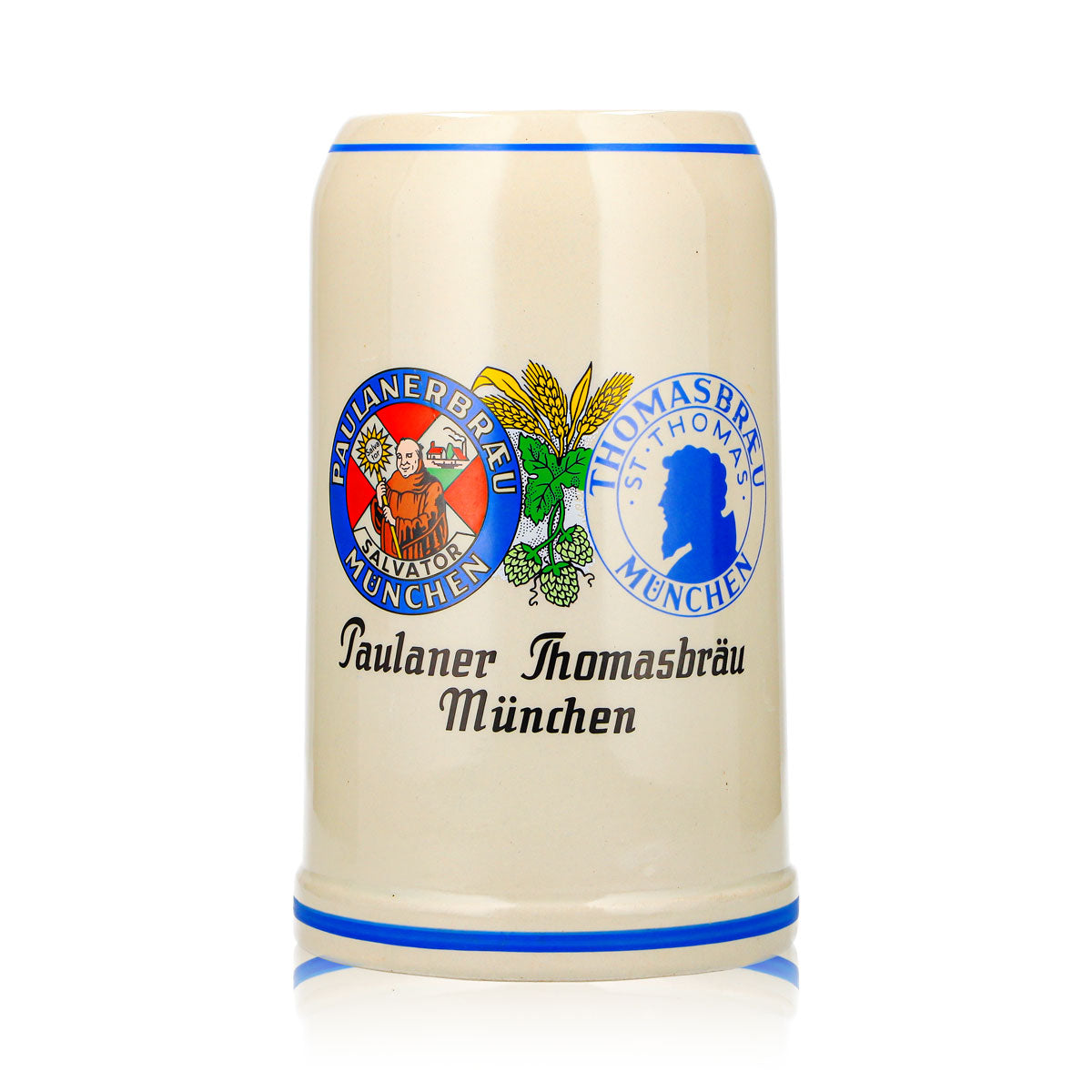 Verre à bière Paulaner, chope en terre cuite de 1 l, chope à bière Thomasbräu Munich, Rastal, faïence – Vue 2