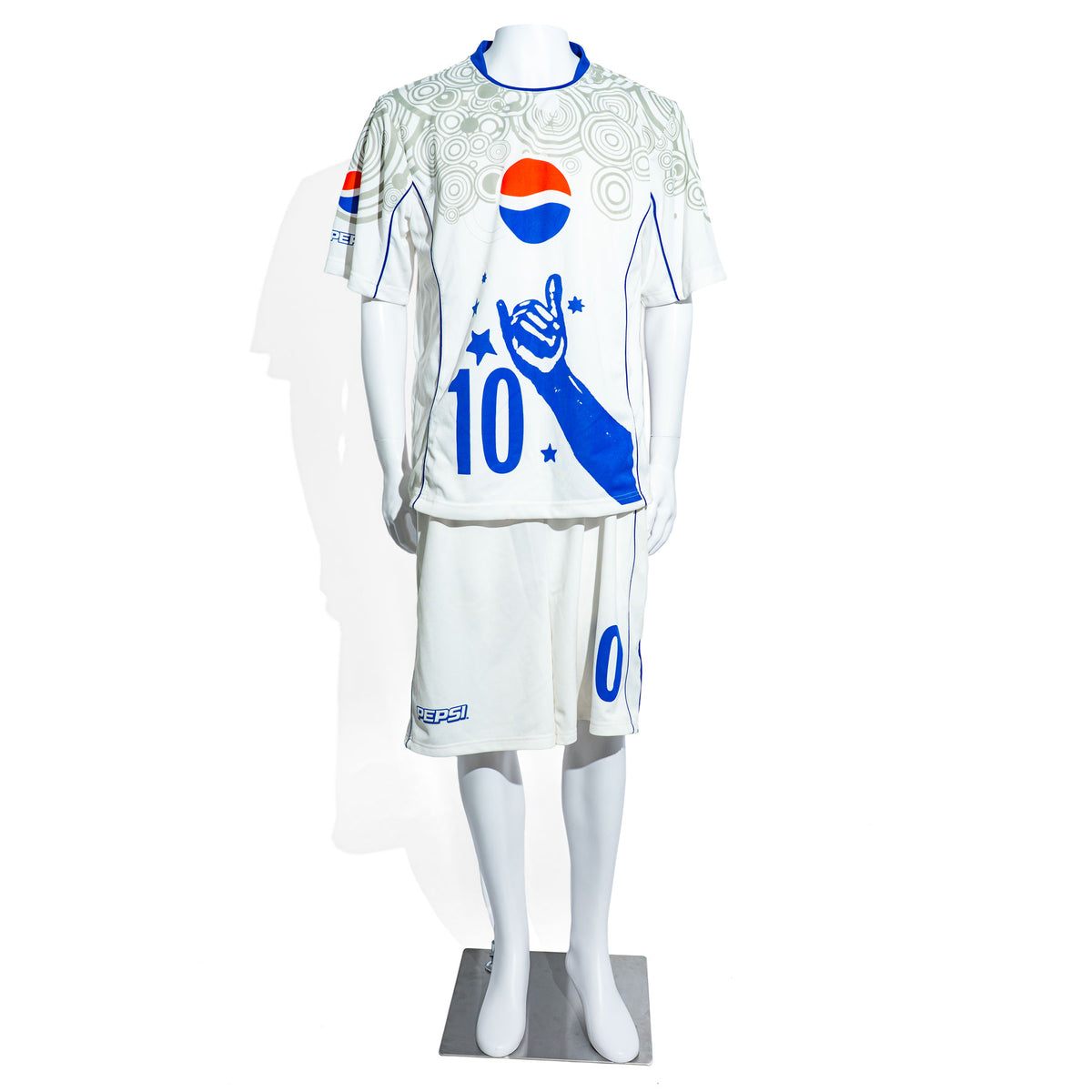 Maillot et short de football Pepsi Cola n° 10 Ronaldinho Vêtements pour fans Taille XL