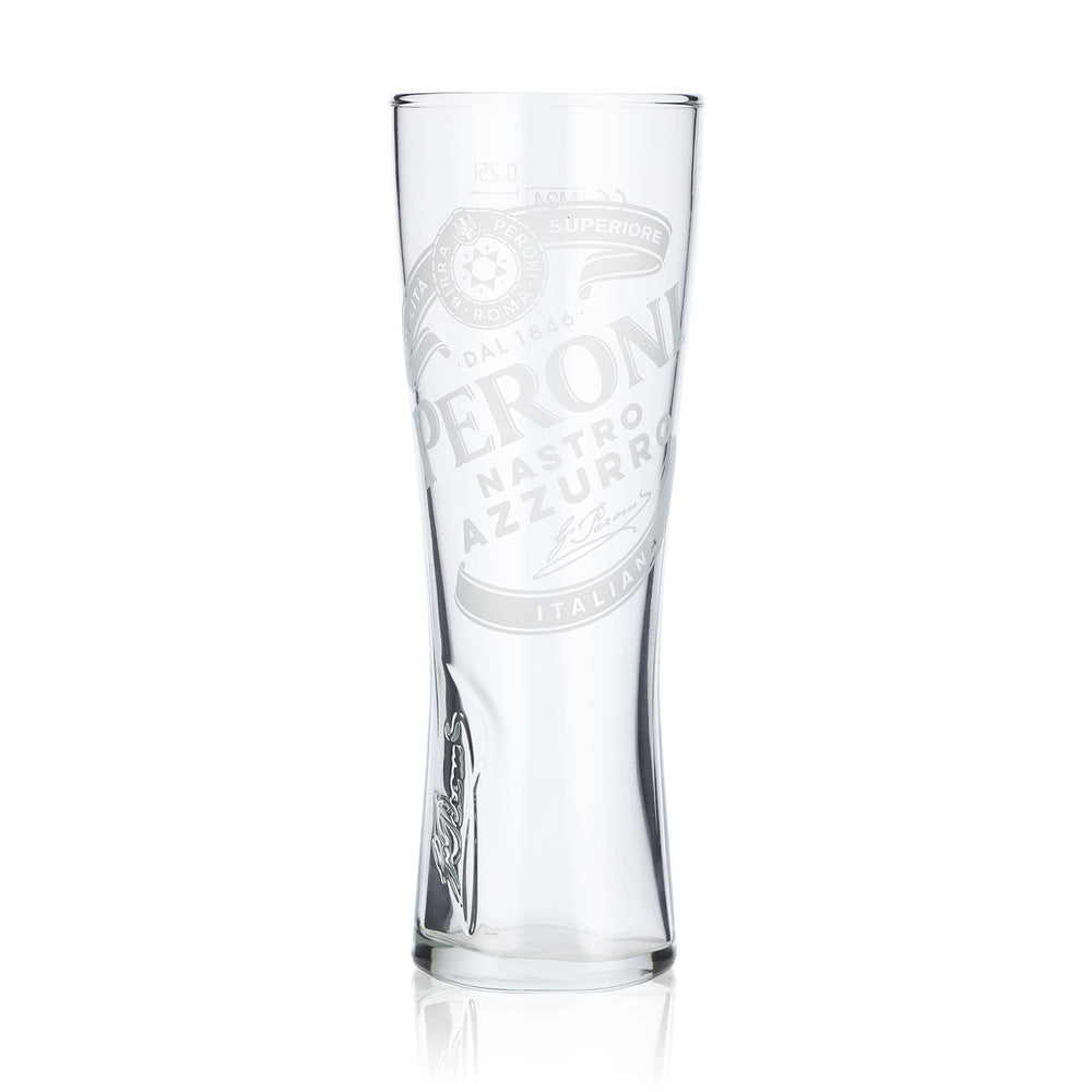 Verre à bière Peroni 0,25 l Verre à pied « Nastro Azzuro » Signature en relief au fond